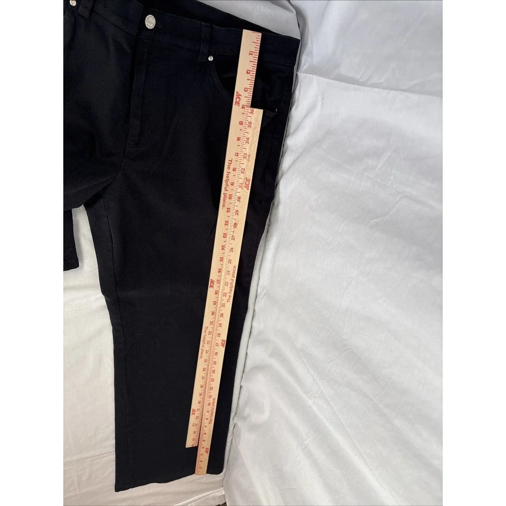 Jones New York Signature Jeans Womens 14W Black Stretch Straight Leg High Rise